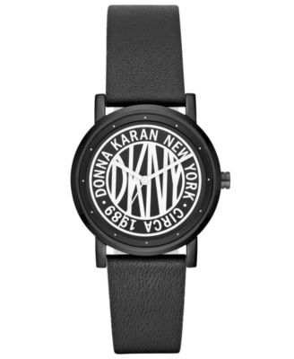 DKNY - Women's SoHo Black Leather Strap Watch 34mm