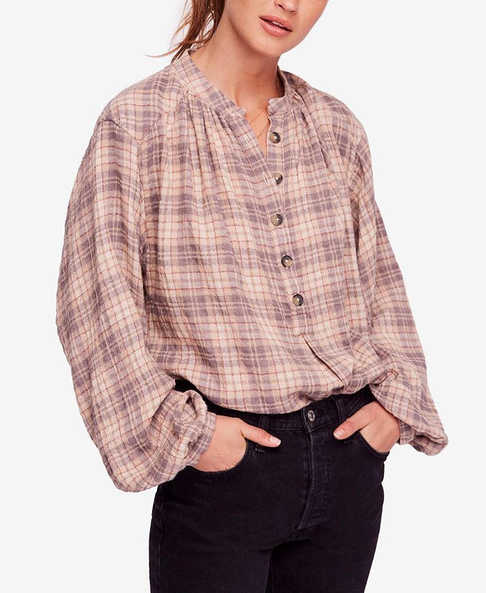 Free People Northern Bound Plaid Blouse - Macy's