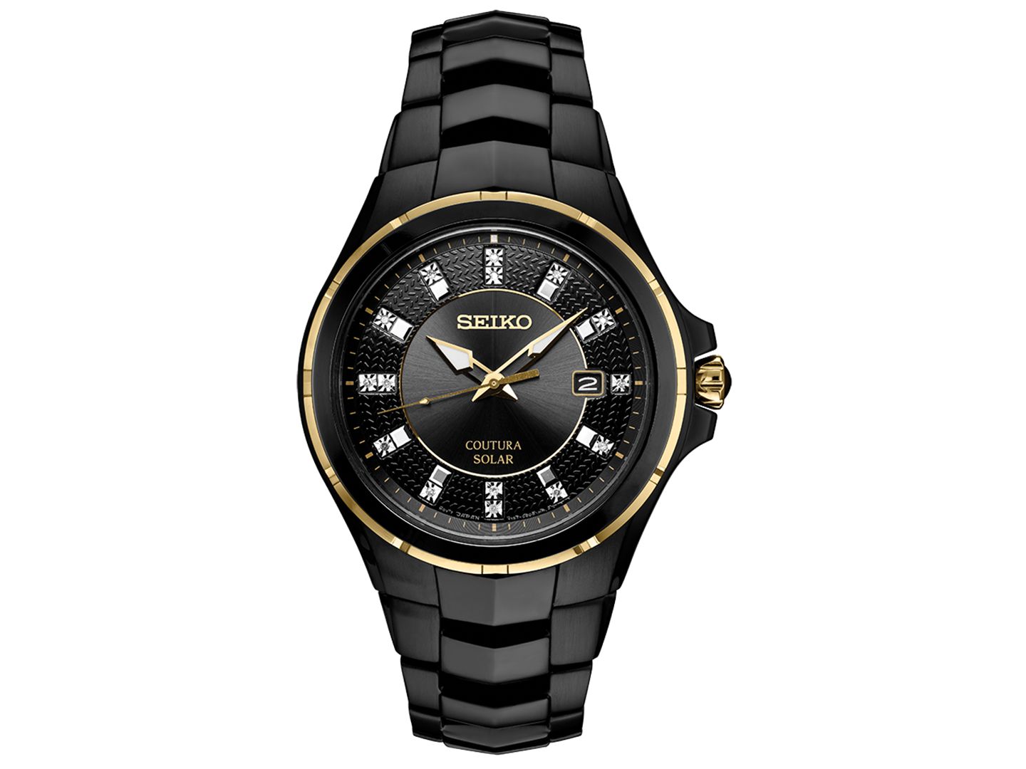 Мужские часы Seiko Coutura Diamond-Accent Black Stainless Steel Bracelet Watch 42.5mm — фото 1