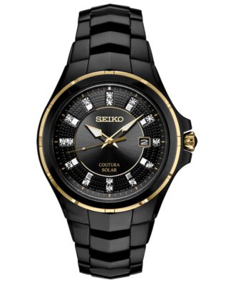 Seiko Men's Coutura Diamond-Accent Black Stainless Steel Bracelet Watch   & Reviews - All Watches - Jewelry & Watches - Macy's