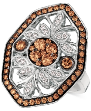 image of Le Vian Chocolatier Chocolate Deco Diamond Statement Ring (1-1/8 ct. t.w.) in 14k White Gold