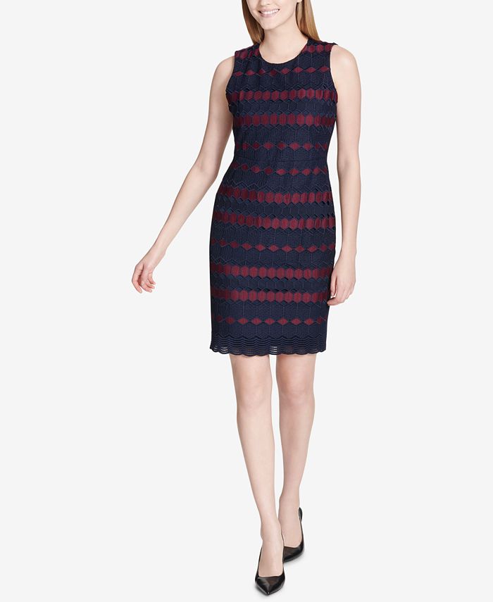 Calvin Klein Lace Scuba Sheath Dress & Reviews - Dresses - Women - Macy's