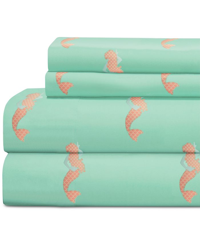 Elite Home Coastal Print 4Pc. Full Sheet Set Macy's