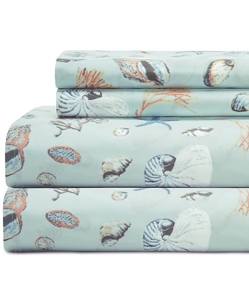 Elite Home Coastal 4Pc. Printed Queen Sheet Set & Reviews Sheets