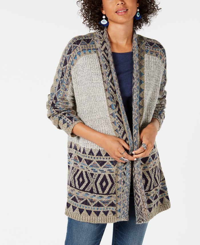 Style & Co Petite Sweater with Jacquard Inset, Created for Macy's - Macy's