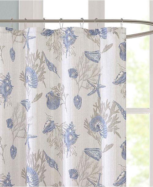 JLA Home Harbor Printed 72" x 72" FauxLinen Shower Curtain, Created for Macy's & Reviews