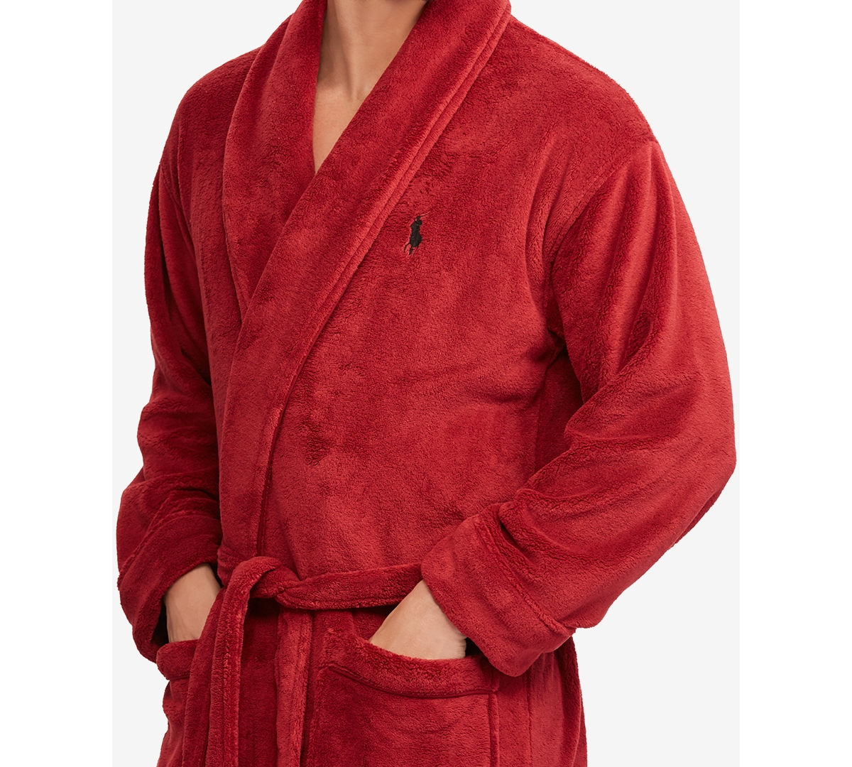 Polo Ralph Lauren Men's Microfiber Plush Shawl Collar Robe In Red