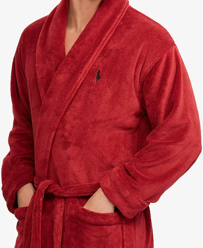 Men's Microfiber Plush Shawl Collar Robe - thumbnail 3