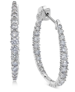 image of Diamond In & Out Oval Hoop Earrings (2 ct. t.w.) in 14k White Gold