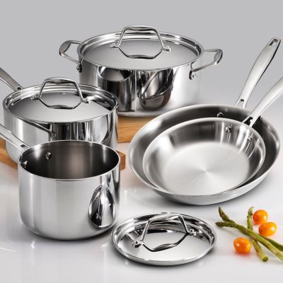 Signature 8-Piece Tri-Ply Base Stainless Steel Cookware Set with Lids