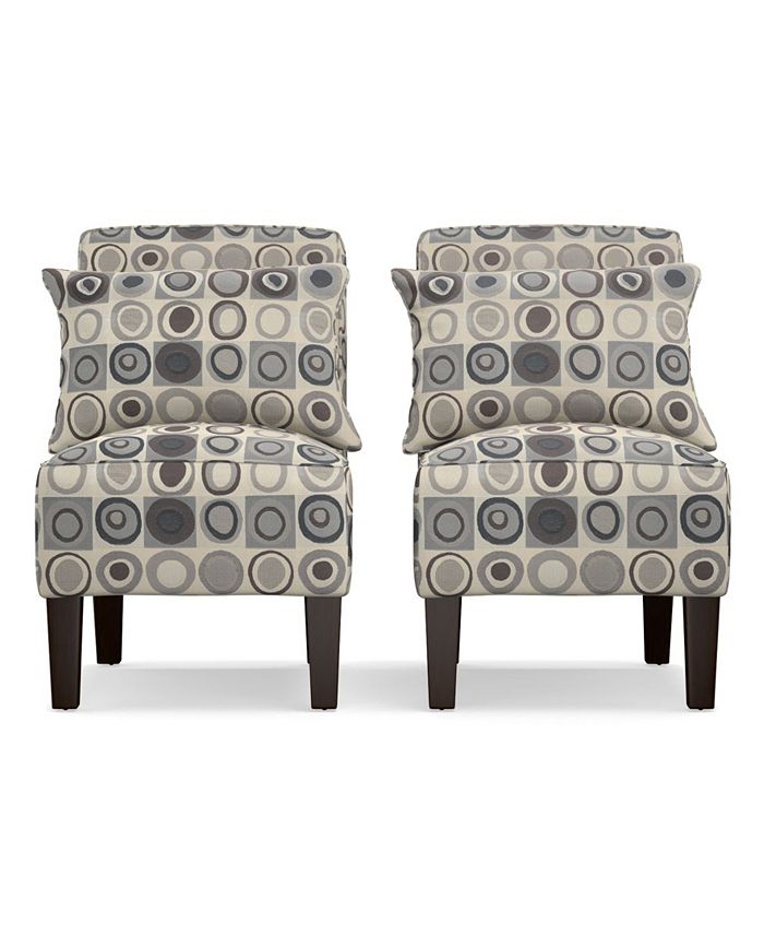 Handy Living - Bryce Armless Accent Chair Set in Gray, Black and Brown Geometric Circles