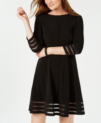 Jessica Howard Petite Shadow-Stripe Fit & Flare Dress