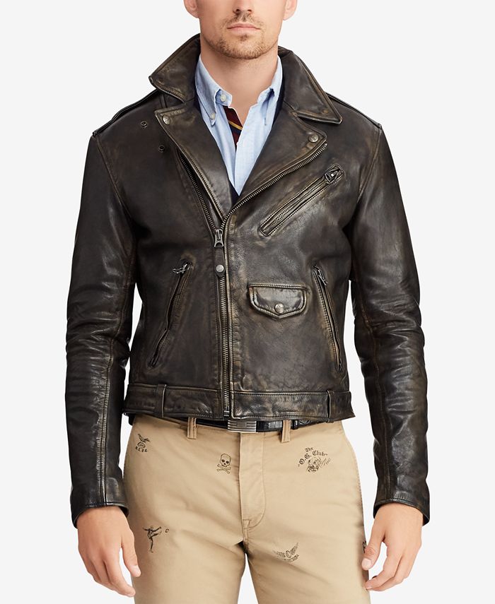 Polo Ralph Lauren Men's Leather Moto Jacket - Macy's