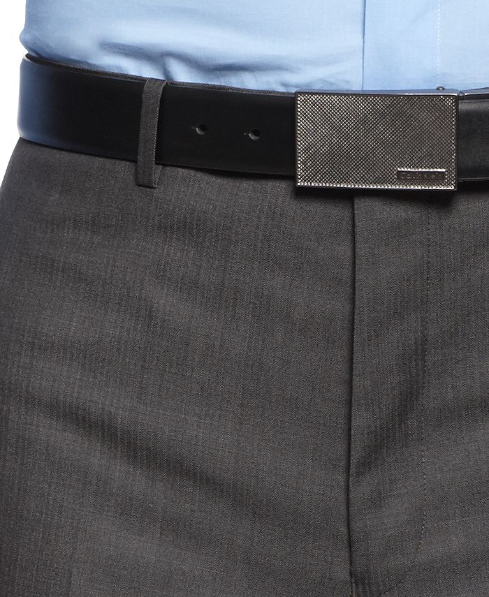 Calvin Klein Pants Grey Herringbone 100% Wool Modern Fit & Reviews - Pants - Men - Macy's