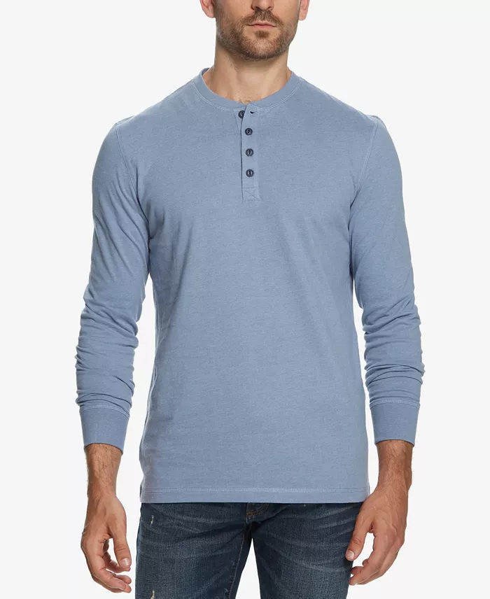 Men's Long Sleeve Brushed Jersey Henley T-shirt