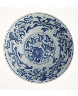 Two's Company - Blue and White Set of 2 Lotus Flower Straight Collar Vase