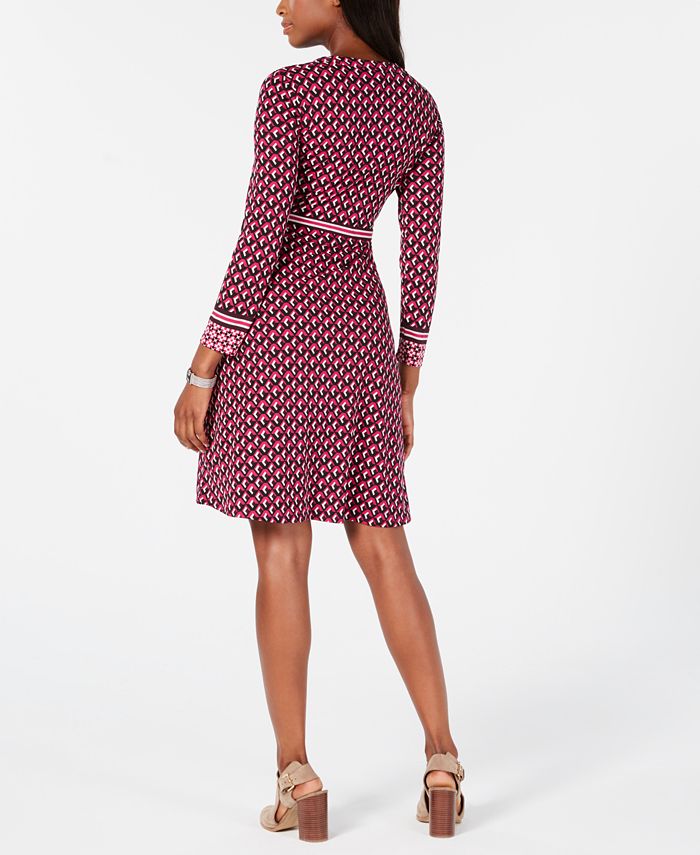 Tommy Hilfiger Geometric-Print Wrap Dress, Created for Macy's - Macy's