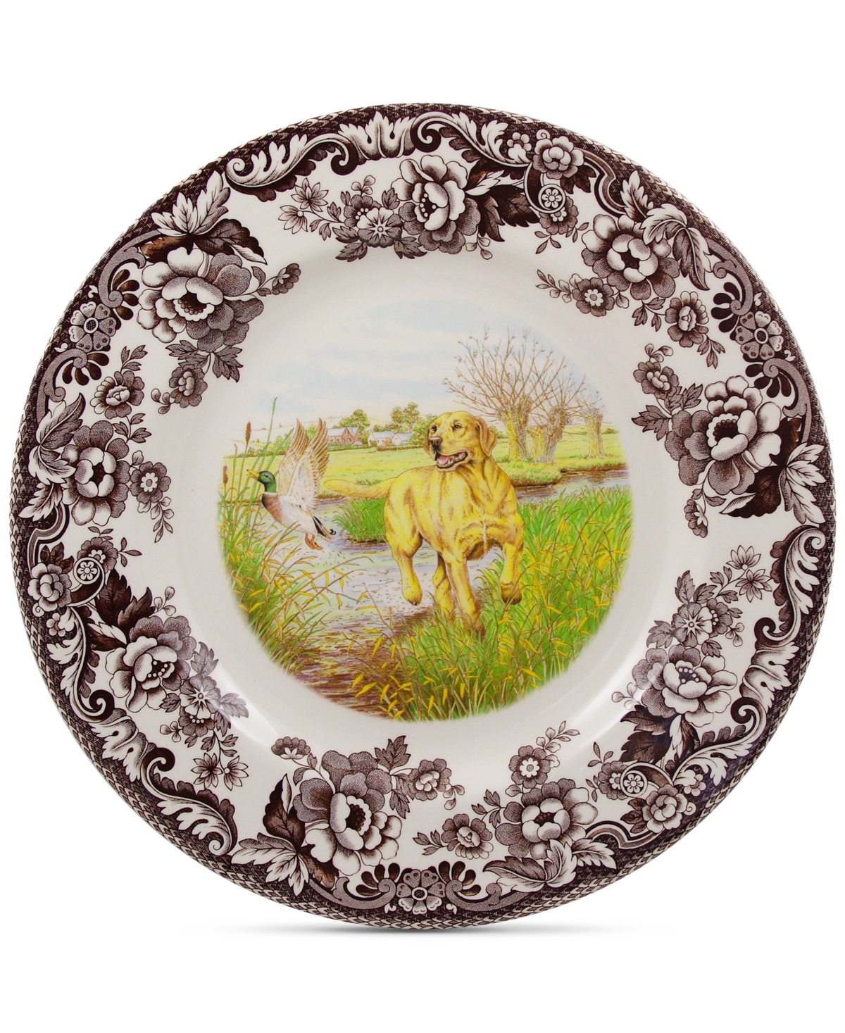 Woodland Yellow Lab Dinner Plate - Brown