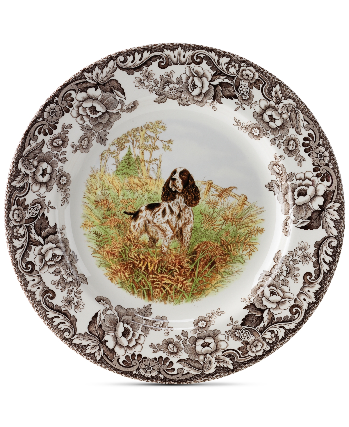 Woodland English Spaniel Dinner Plate - Brown