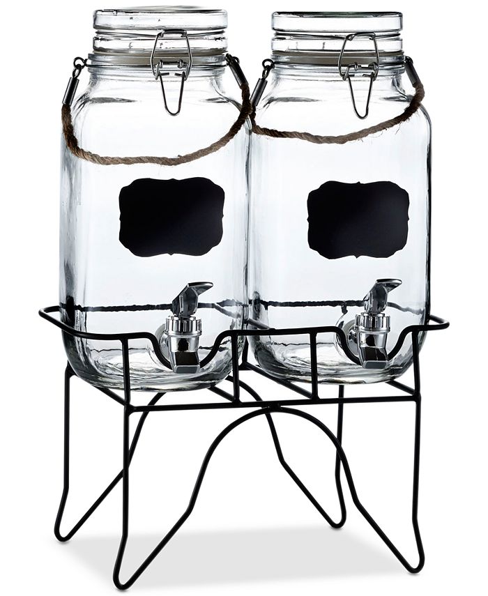 Jay Companies Palermo Beverage Dispenser With Wooden Lid & Base 2 Gal