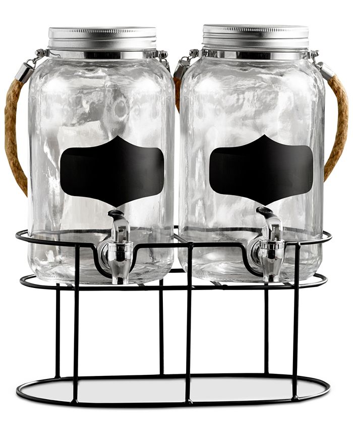 Jay Imports Trent Double Chalkboard Beverage Dispenser Set with Rope