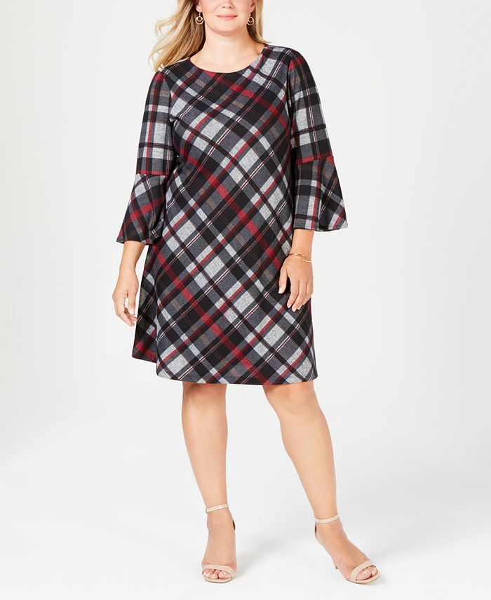 Jessica Howard Plus Size Plaid Bell Sleeve Dress Macy s