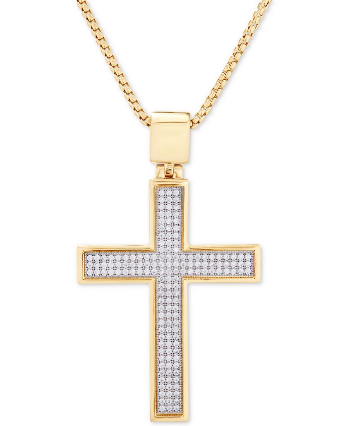 Macy's Diamond Cross 22 Pendant Necklace (1/2 ct. t.w.) in 14k Gold-Plated  Sterling Silver or Sterling Silver (Also in Black Diamonds) - Macy's