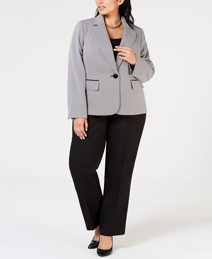 Le Suit Plus Size One-Button Textured Jacket Pantsuit & Reviews - Wear ...
