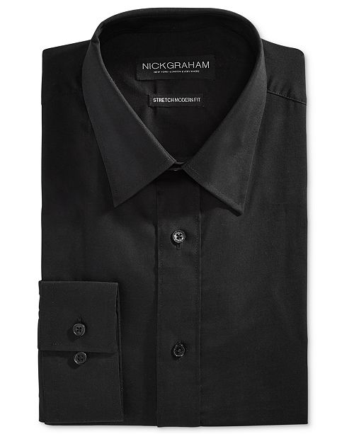 Nick Graham Men's Fitted Stretch Solid Dress Shirt & Reviews - Dress ...