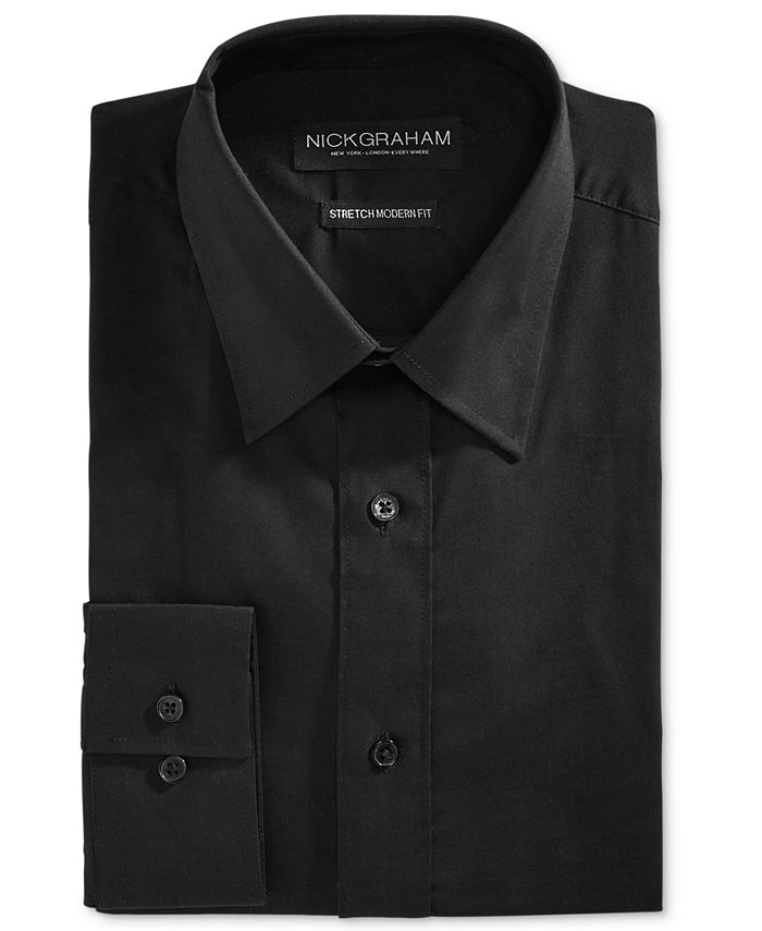 Nick Graham Men's Fitted Stretch Solid Dress Shirt - Macy's