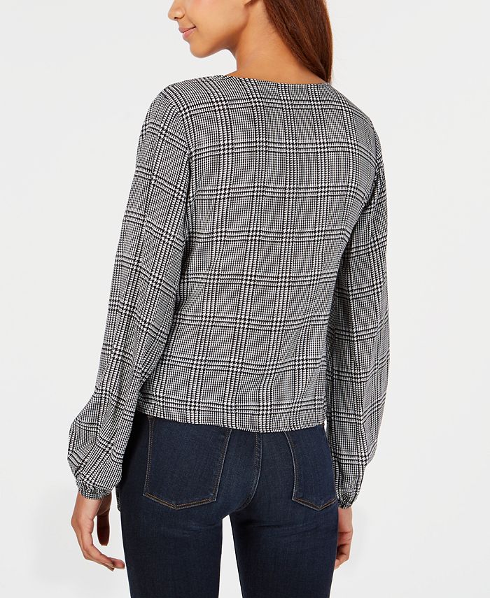 PROJECT 28 NYC Houndstooth-Print Wrap Blouse - Macy's