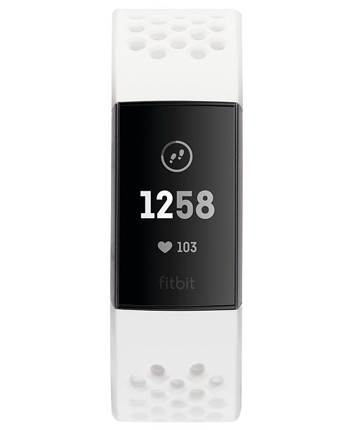 Fitbit Charge 3 Unisex Interchangeable White & Black Silicone Strap ...