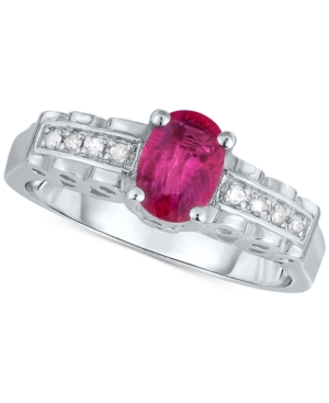 image of Certified Ruby (9/10 ct. t.w.) & Diamond Accent Ring in Sterling Silver