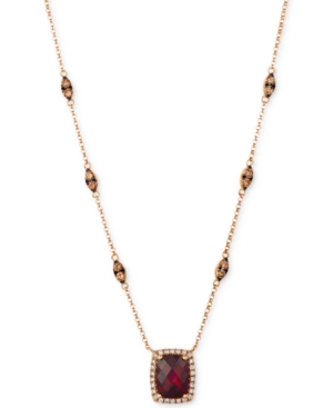 image of Le Vian Pomegranate Garnet (2 1/3 ct.t.w.) and diamond (7/8 ct.t.w.) Necklace set in 14k Rose Gold