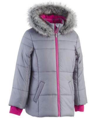 Calvin Klein Little high quality Girls Hooded Puffer Jacket with Faux-Fur Trim