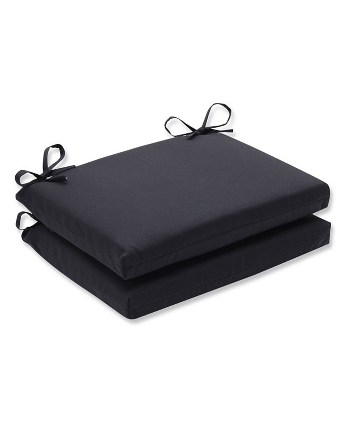 Pillow Perfect - Fresco Black Squared Corners Seat Cushion (Set of 2)