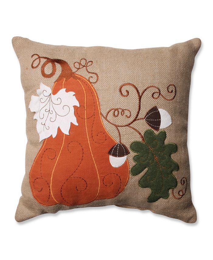 Pillow Perfect Harvest Squash Burlap 16.5" Throw Pillow Macy's