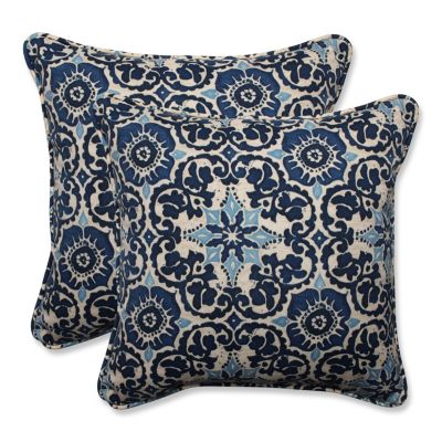 Pillow Perfect - Woodblock Prism Blue 18.5-inch Throw Pillow (Set of 2)