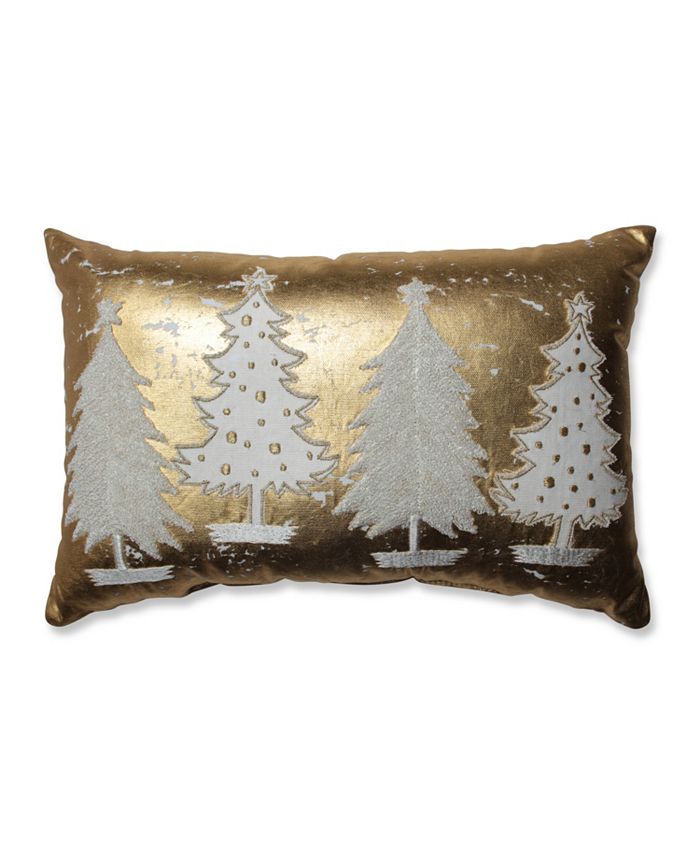 Pillow Perfect Glamour Multi Trees GoldWhite Rectangular Throw Pillow