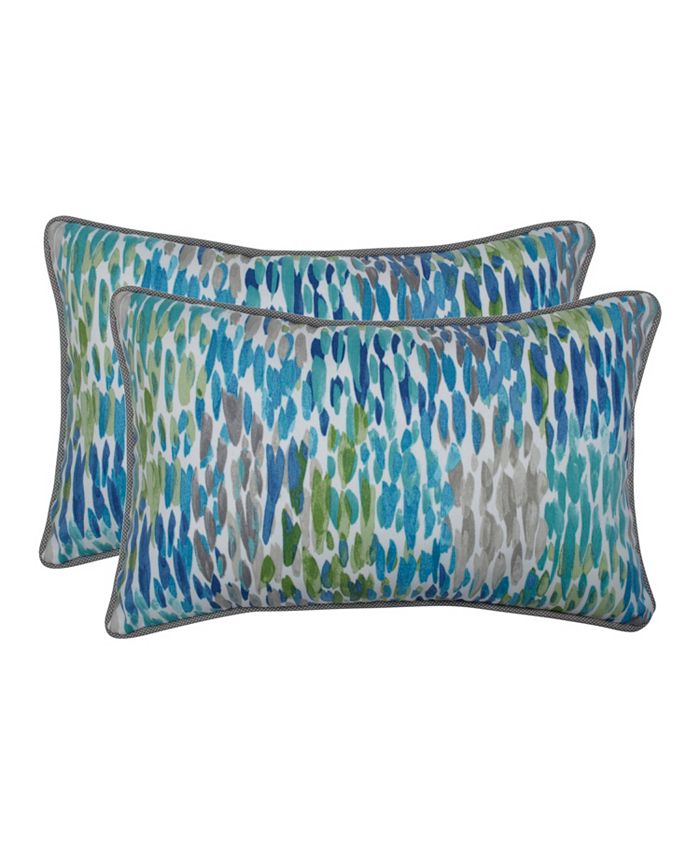 Pillow Perfect Make It Rain Cerulean Rectangular Throw Pillow, Set of 2 Macy's