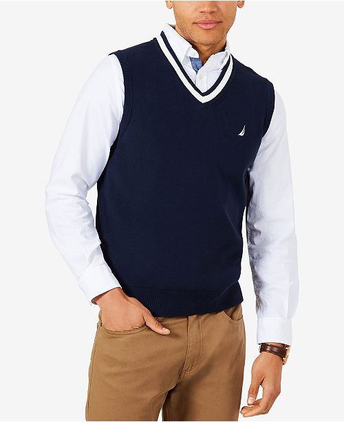 Nautica Men's V-Neck Sweater Vest & Reviews - Sweaters - Men - Macy's