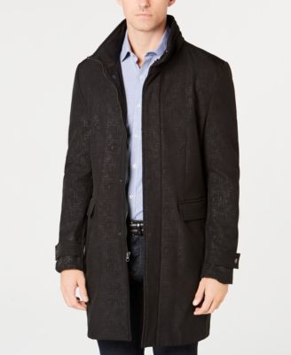 DKNY - Men's Slim-Fit Geometic Pattern Raincoat