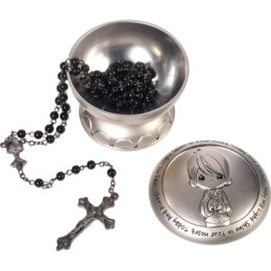 Precious Moments May His Light Shine First Communion Rosary And Box, Boy In Multi