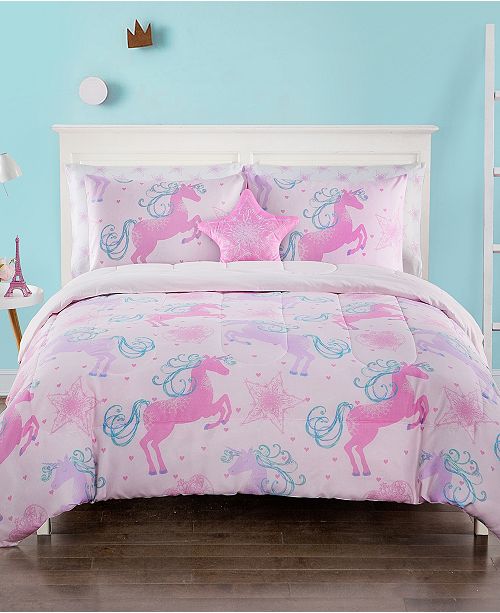 sanders unicorn 7 pc full comforter set & reviews - bed in a bag