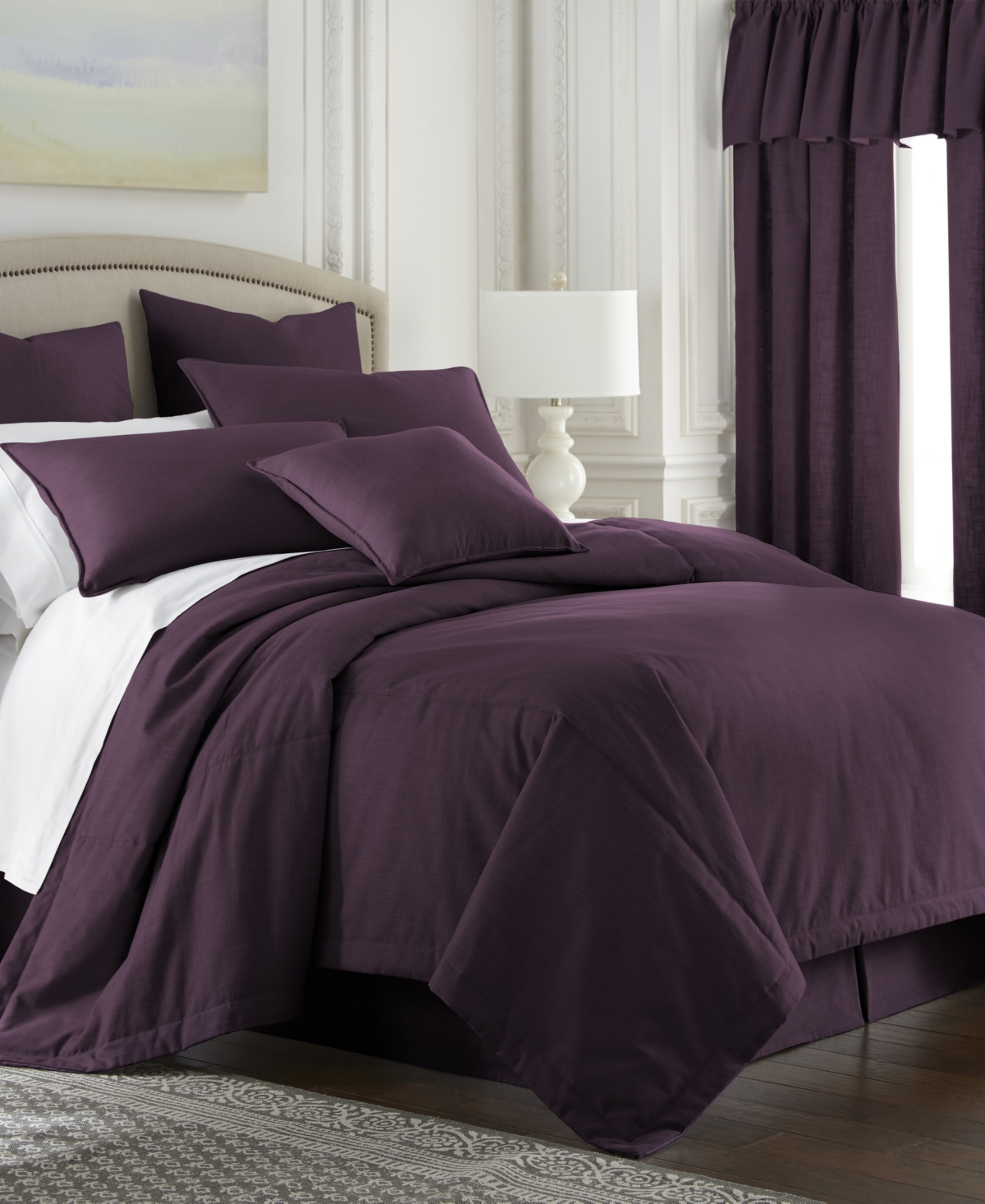 COLCHA LINENS CAMBRIC EGGPLANT COMFORTER-QUEEN BEDDING