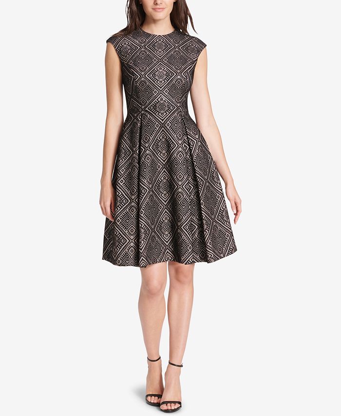 Vince Camuto Printed Fit & Flare Dress - Macy's