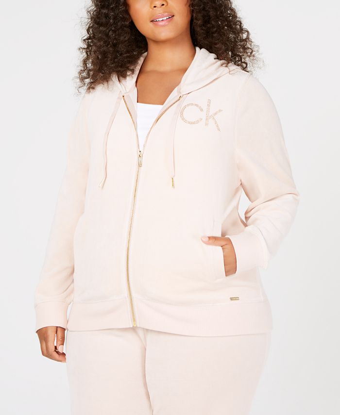Calvin Klein Plus Size Studded Velour Jacket - Macy's