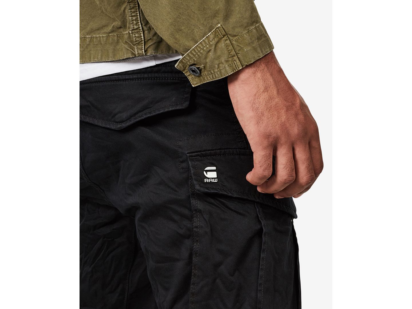 Мужские брюки G-Star Raw Rovic Zip 3D Straight Tapered Cargo Pant, цвет: Тёмный чёрный — фото 5