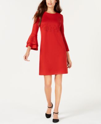 Alfani Petite Lasercut Bell-Sleeve Dress, Created for Macy's - Macy's