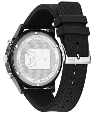 men's lacoste 12.12 watch with black silicone strap